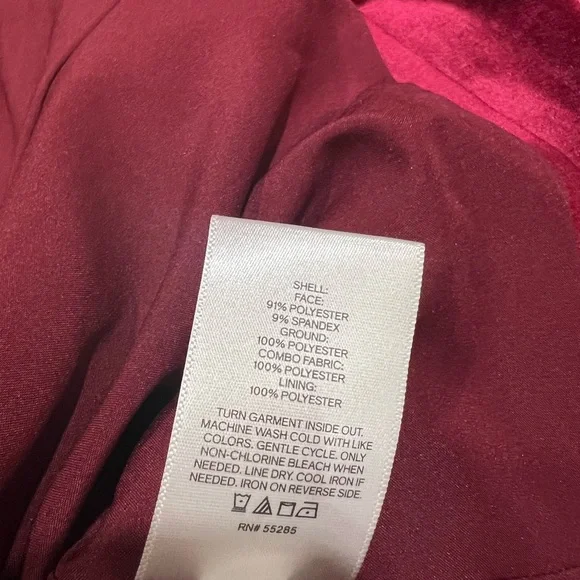 Express Red-Burgundy Velvet Sophisticated Double-Breasted Blazer Large